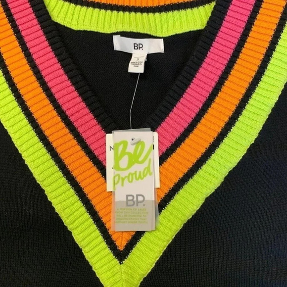 BP Be Proud By Gender Inclusive Stripe Detail Sweater In Multi Stripe SZ S NWT - Picture 6 of 9
